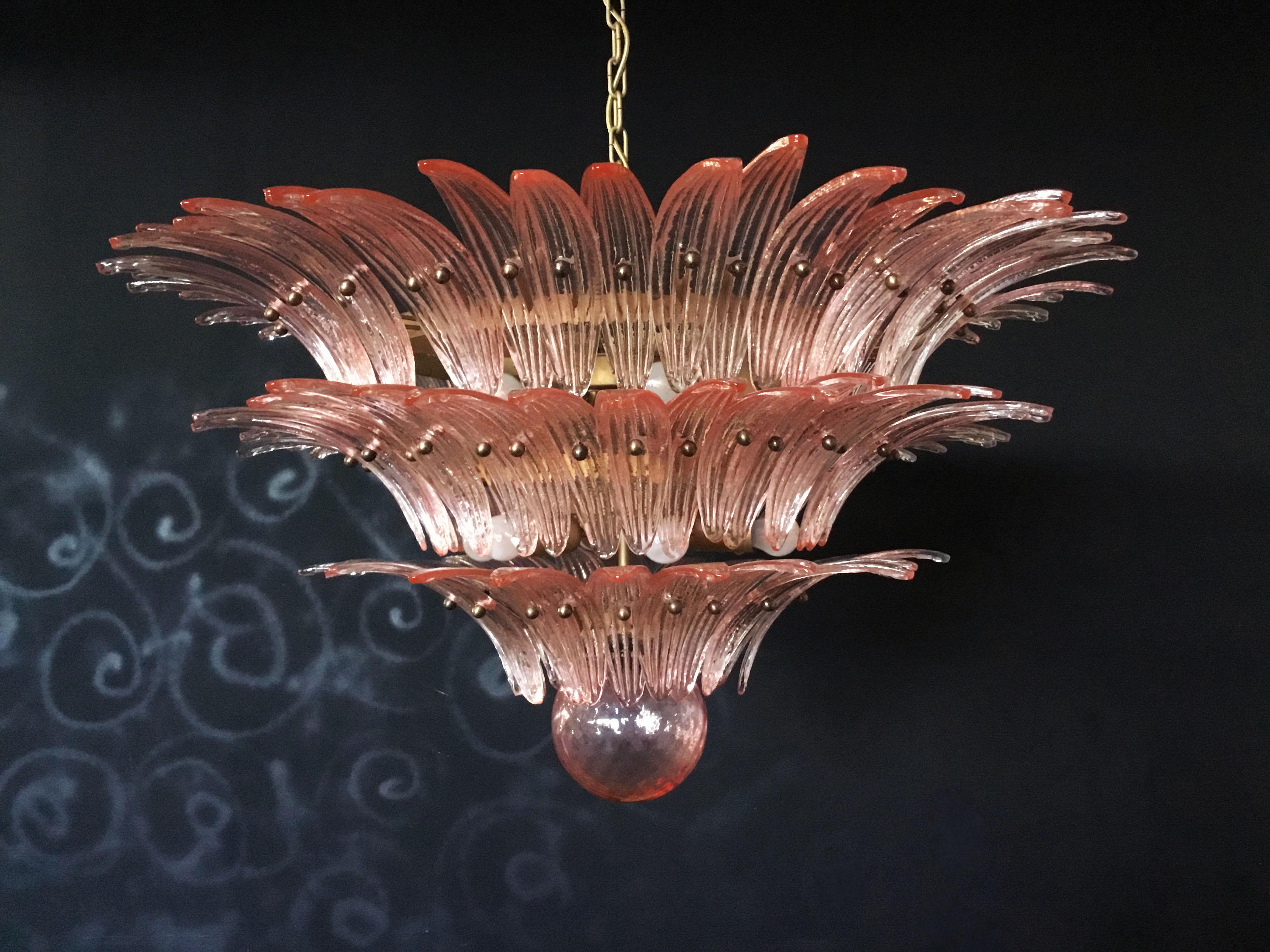 Palmette Ceiling Light, Three Levels, 104 Pink Glasses 12