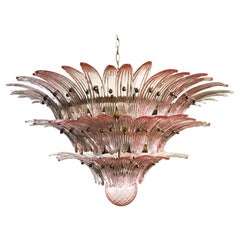 Palmette Ceiling Light, Three Levels, 104 Pink Glasses