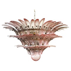 Palmette Ceiling Light - three levels, 104 pink glasses