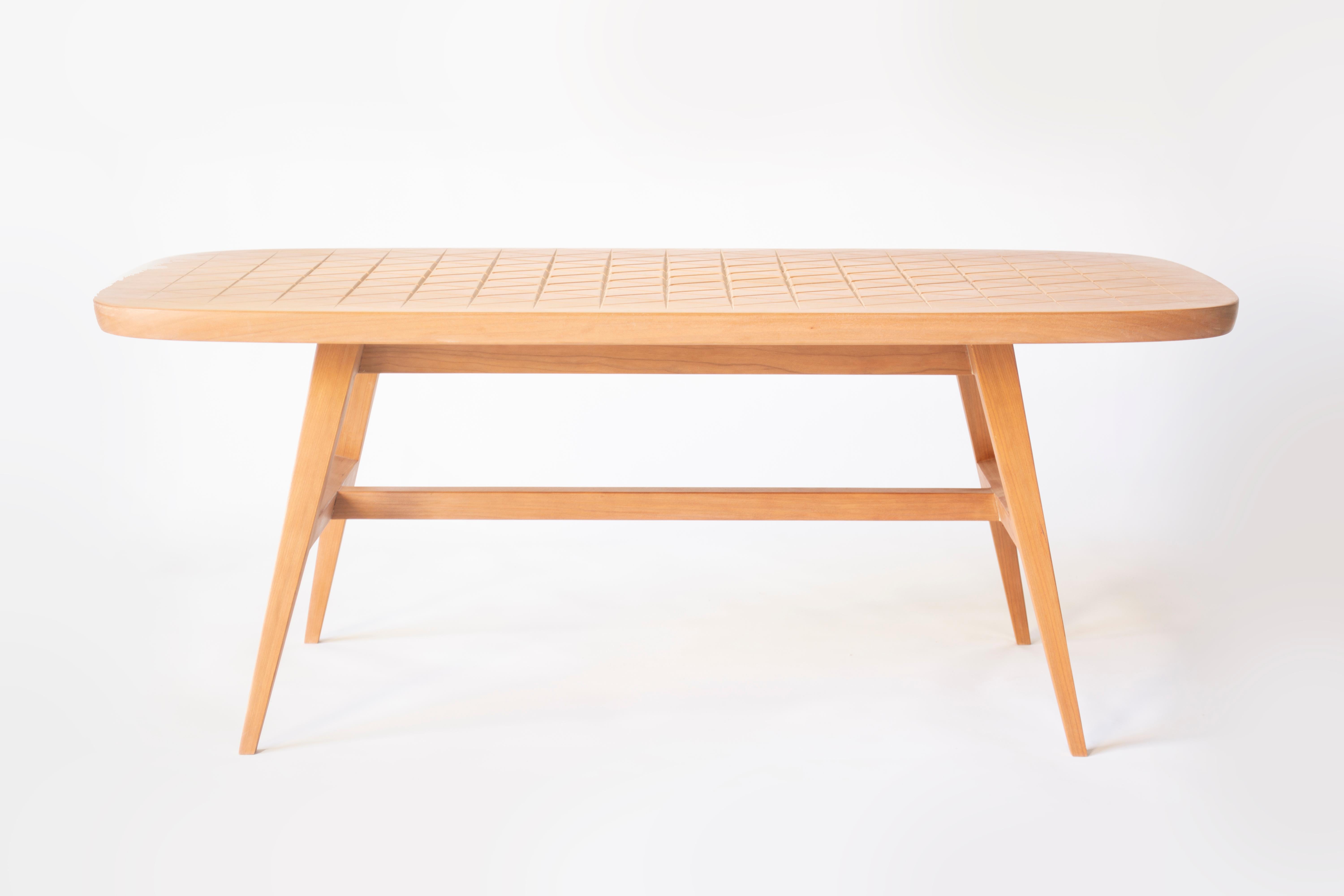 Contemporary Palmetto Coffee Table in solid cherry by KLN studio For Sale