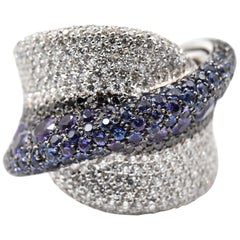 Palmiero 18 Karat White Gold Diamond and Purple and Blue Sapphire Ring