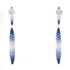 Palmiero 18 Karat White Gold and Sapphire, Diamond Pave Earrings
