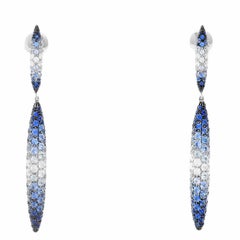 Palmiero 18 Karat White Gold and Sapphire, Diamond Pave Earrings