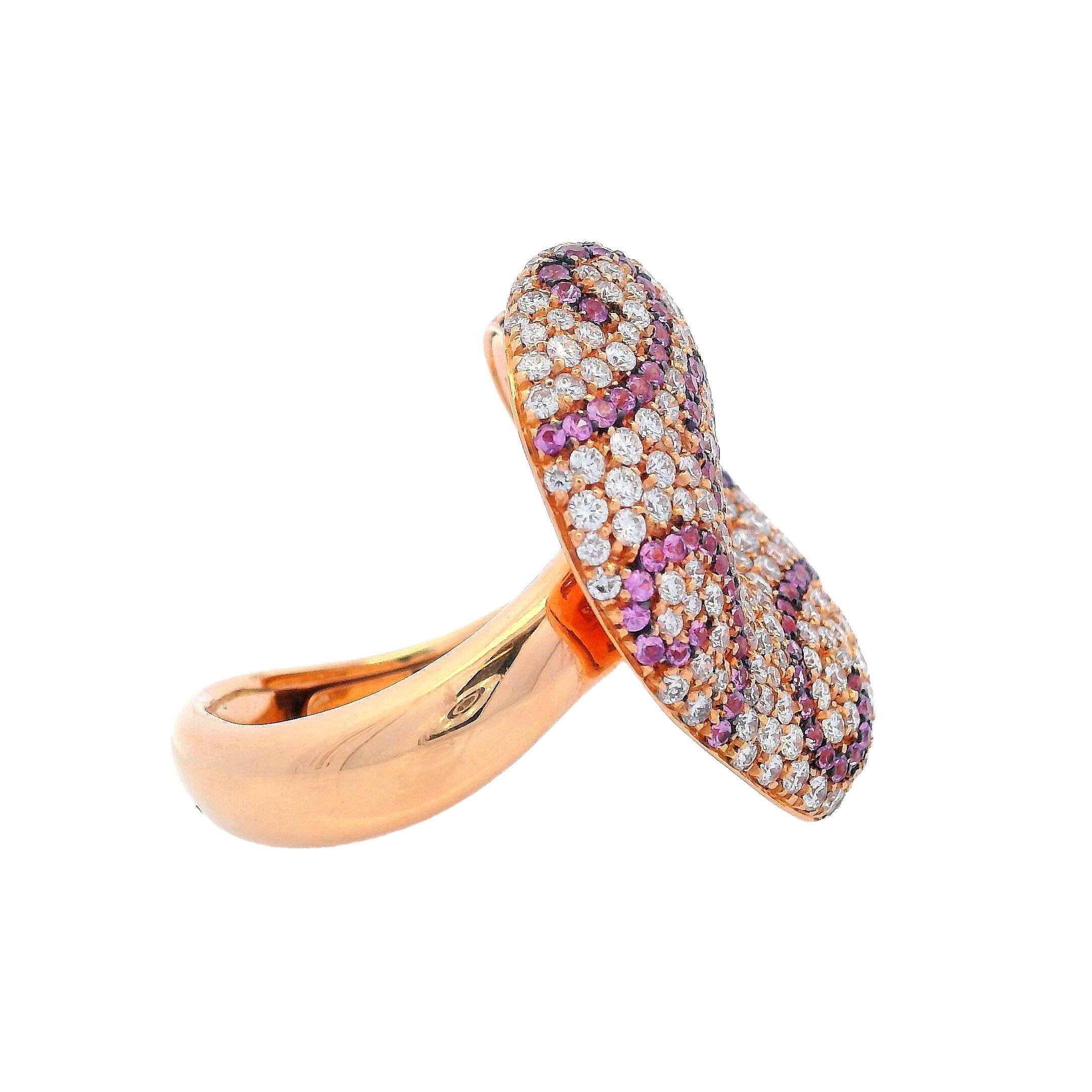 PALMIERO Ring aus 18 Karat Gold mit 3,25 Karat Diamanten und rosa Saphiren im Zustand „Hervorragend“ im Angebot in Aventura, FL
