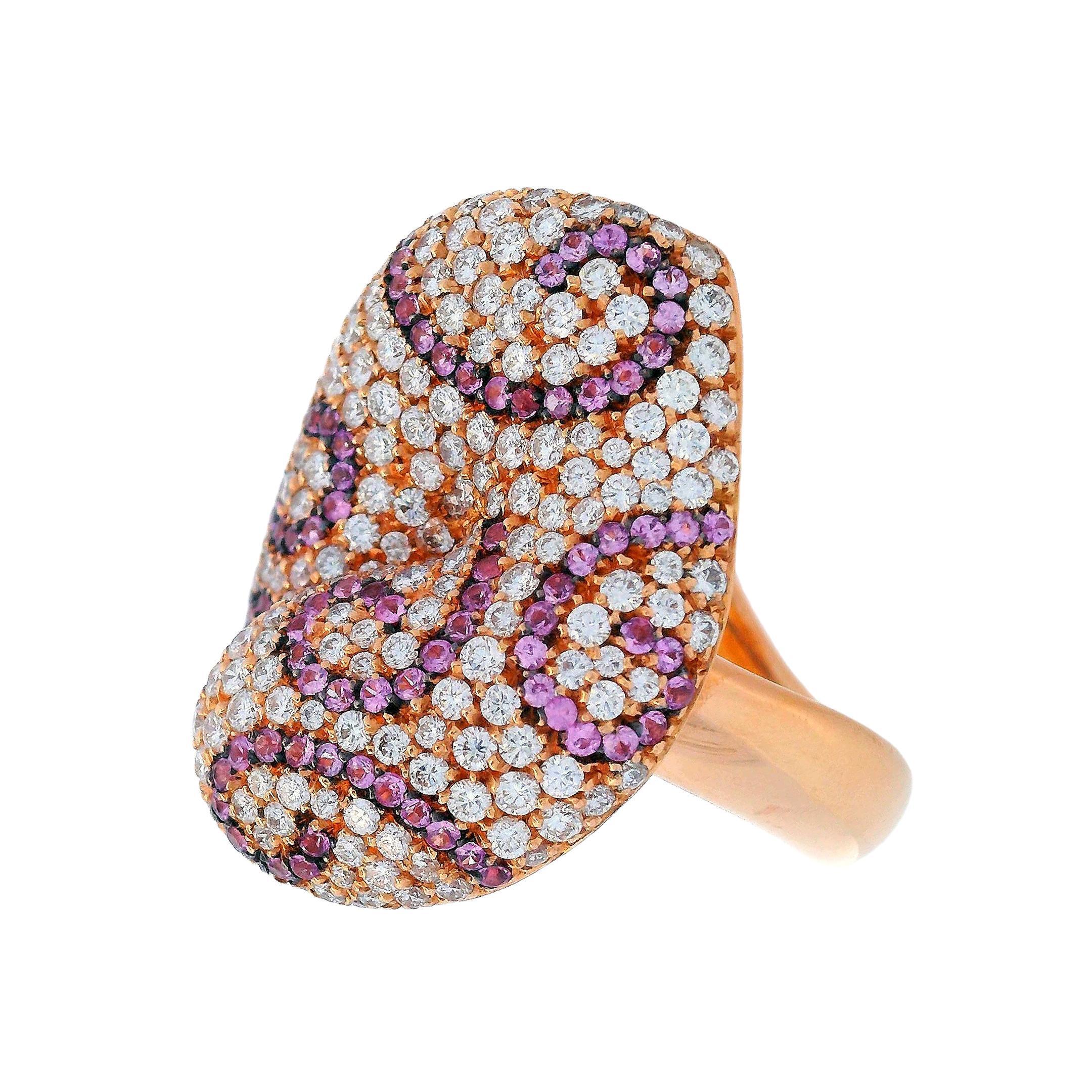 PALMIERO Ring aus 18 Karat Gold mit 3,25 Karat Diamanten und rosa Saphiren Damen im Angebot