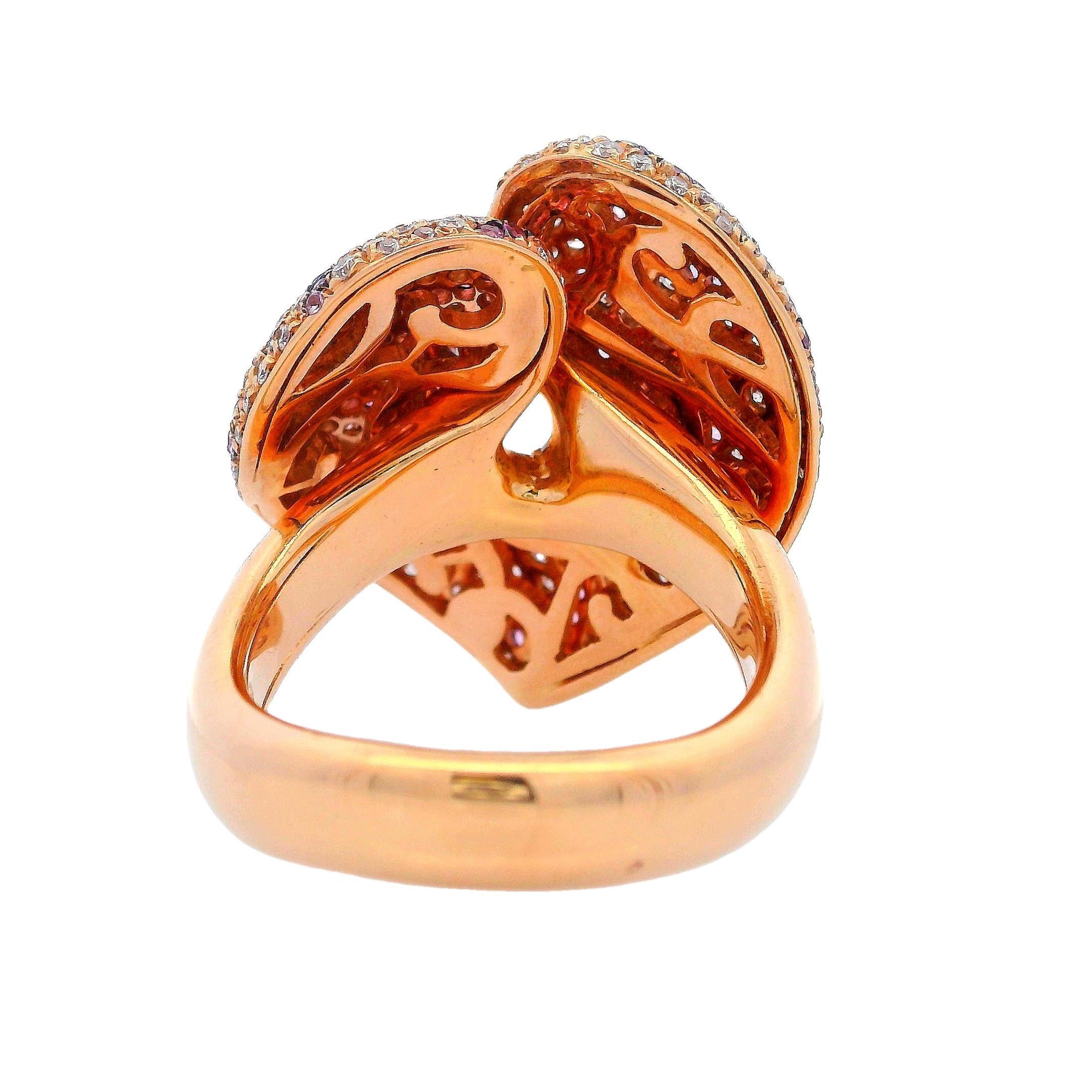 PALMIERO Ring aus 18 Karat Gold mit 3,25 Karat Diamanten und rosa Saphiren im Angebot 1