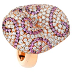 Anello PALMIERO in oro 18kt con 3,25 CTW di diamanti e zaffiri rosa
