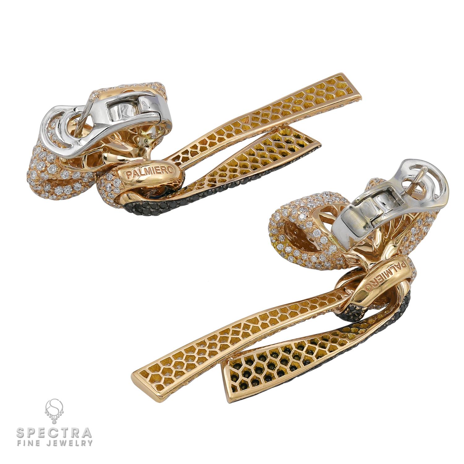 Contemporain Boucles d'oreilles contemporaines avec nœud en diamant de Palmiero en vente