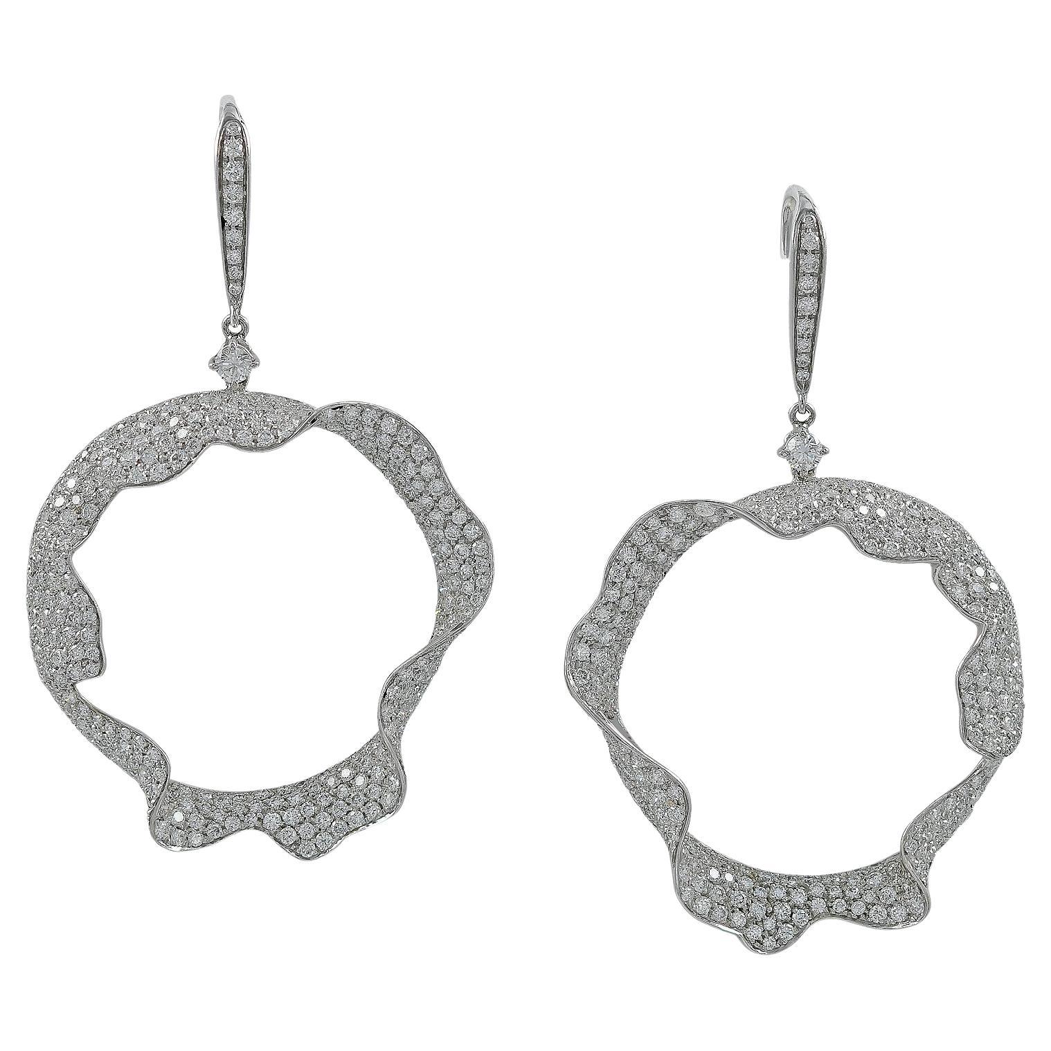 Palmiero Diamond White Gold Hoop Earrings For Sale