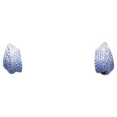 Palmiero Italian Earrings Diamonds Sapphires River Flow 18K Gold, 2010