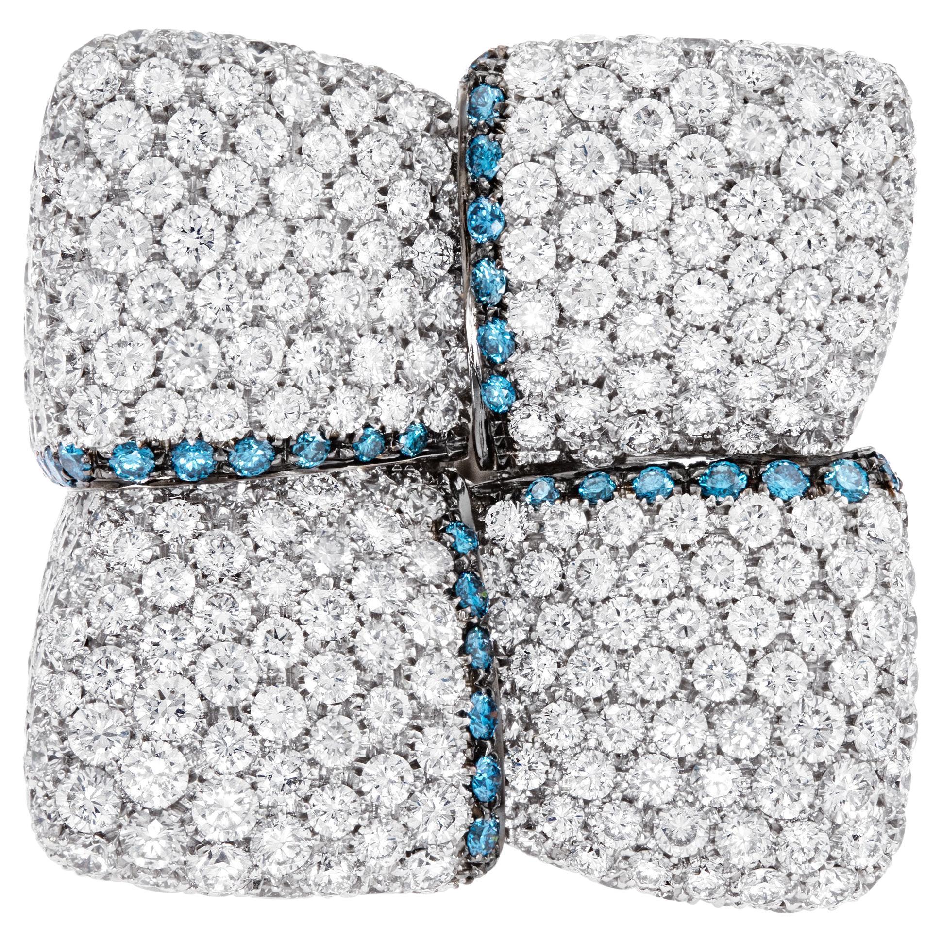 Palmiero J.D. Ladies Diamond Ring in 18k White Gold with Pave Diamonds