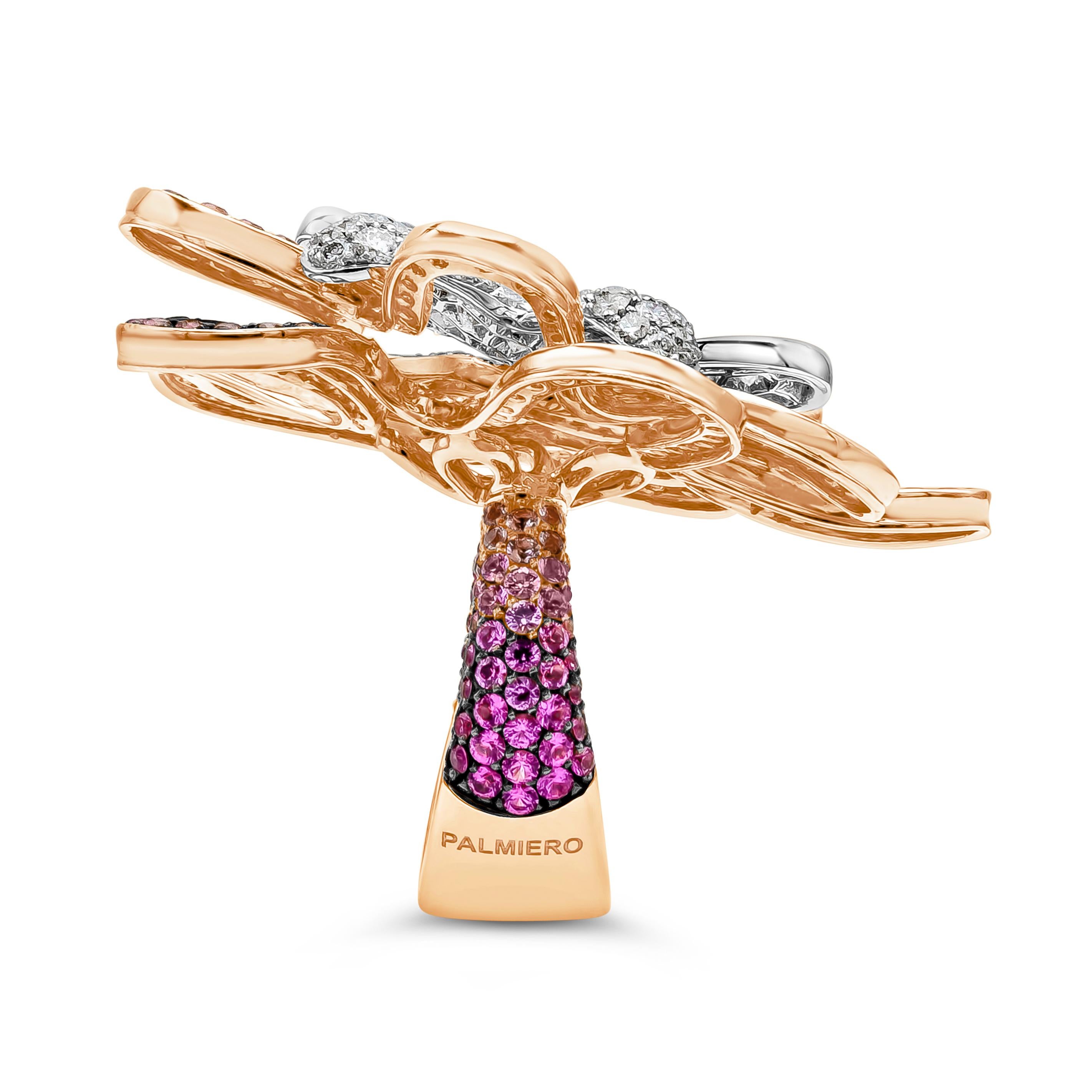 Palmiero Jewellery Design 8.17 Carat Total Pink Sapphire & Diamond Fashion Ring For Sale 1