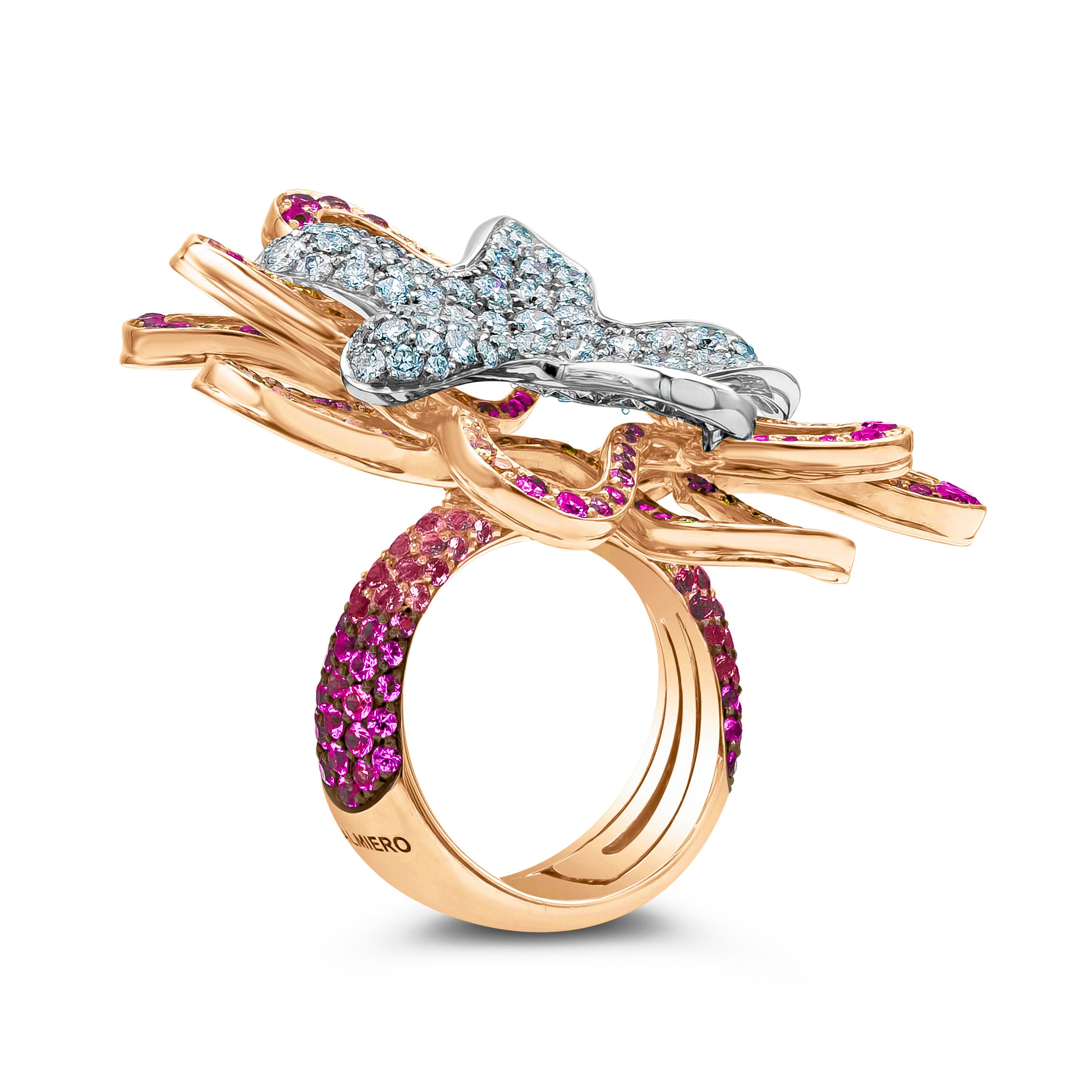 Palmiero Jewellery Design 8.17 Carat Total Pink Sapphire & Diamond Fashion Ring For Sale 4