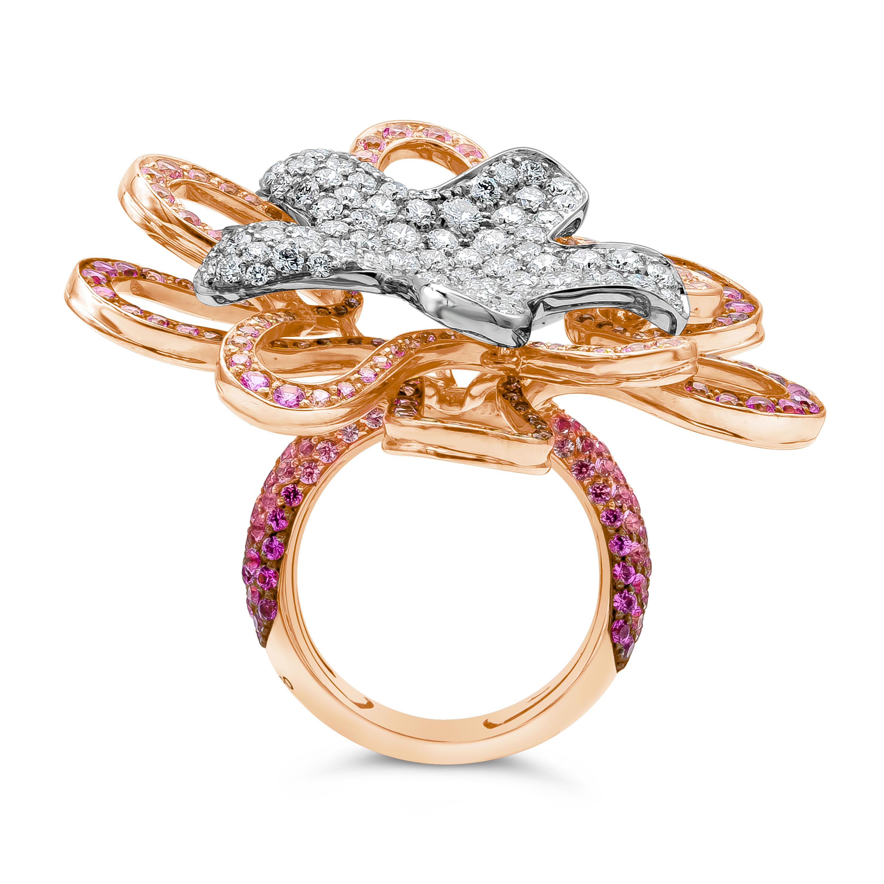 Palmiero Jewellery Design 8.17 Carat Total Pink Sapphire & Diamond Fashion Ring For Sale 6