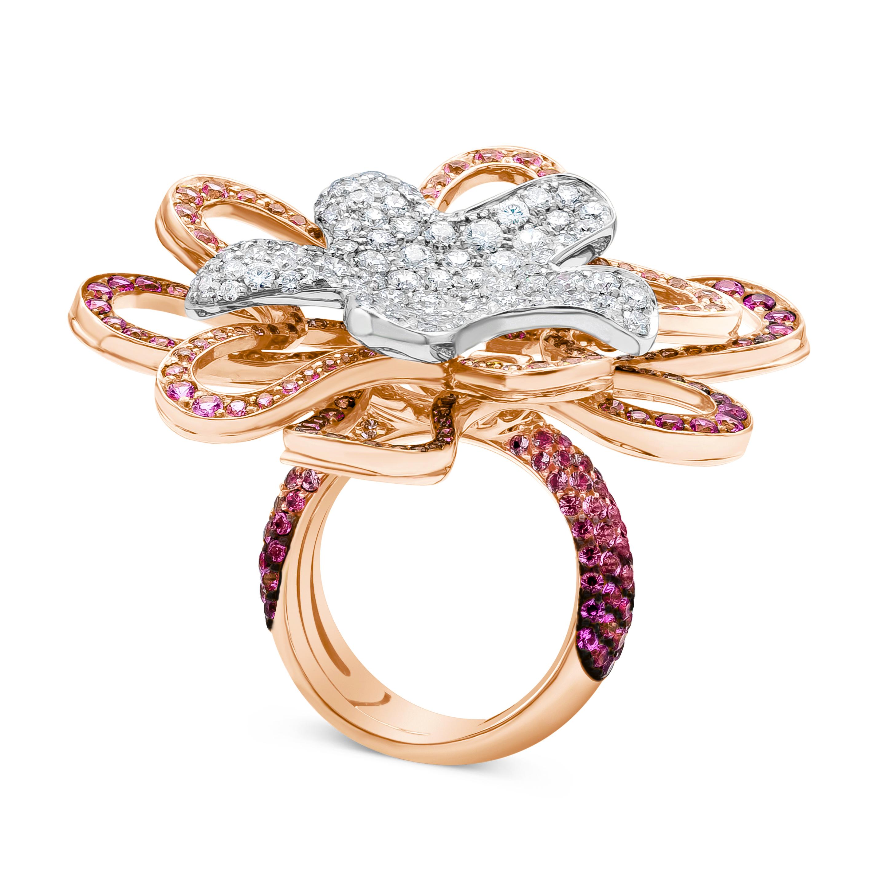 Palmiero Jewellery Design 8.17 Carat Total Pink Sapphire & Diamond Fashion Ring For Sale 7