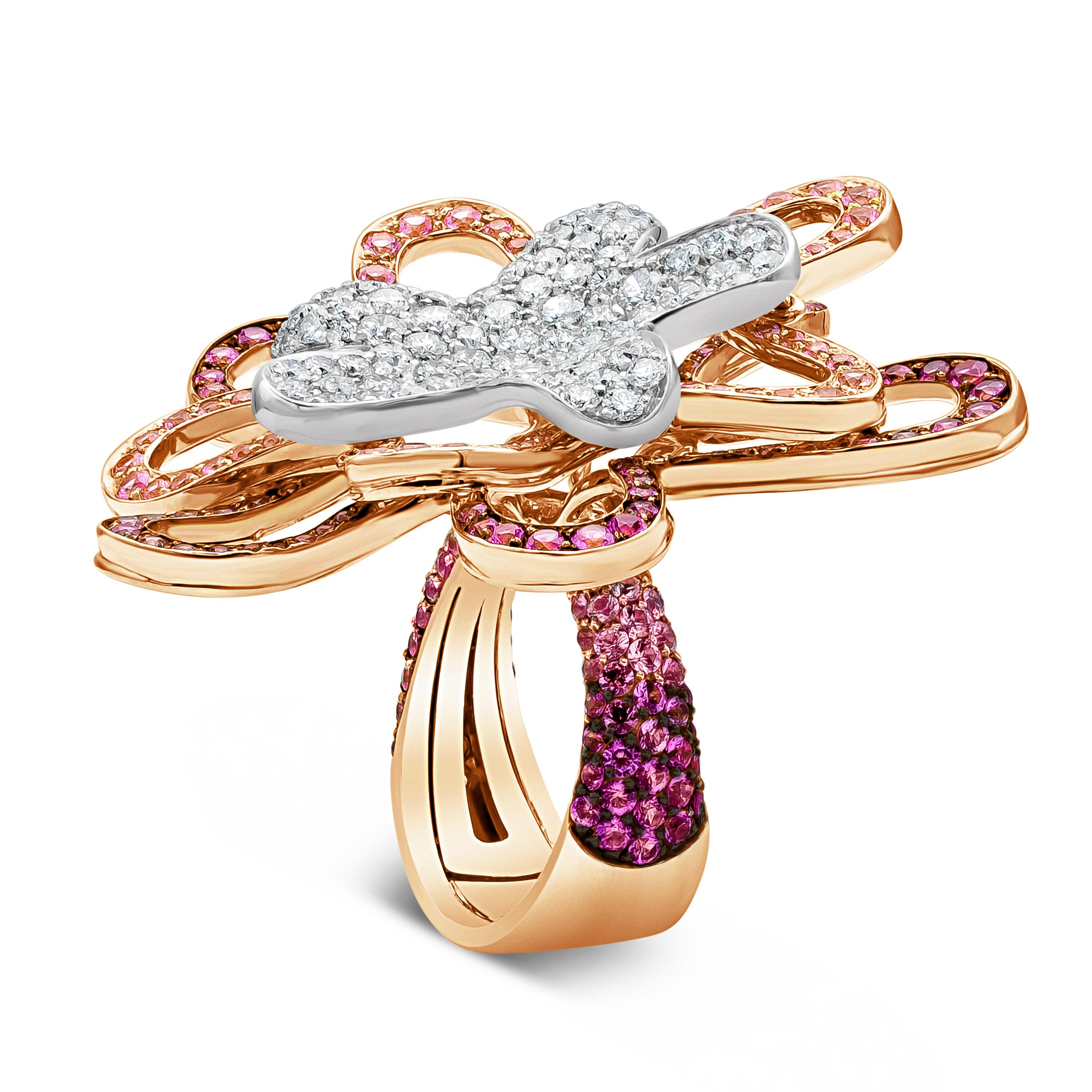 Palmiero Jewellery Design 8.17 Carat Total Pink Sapphire & Diamond Fashion Ring For Sale 8