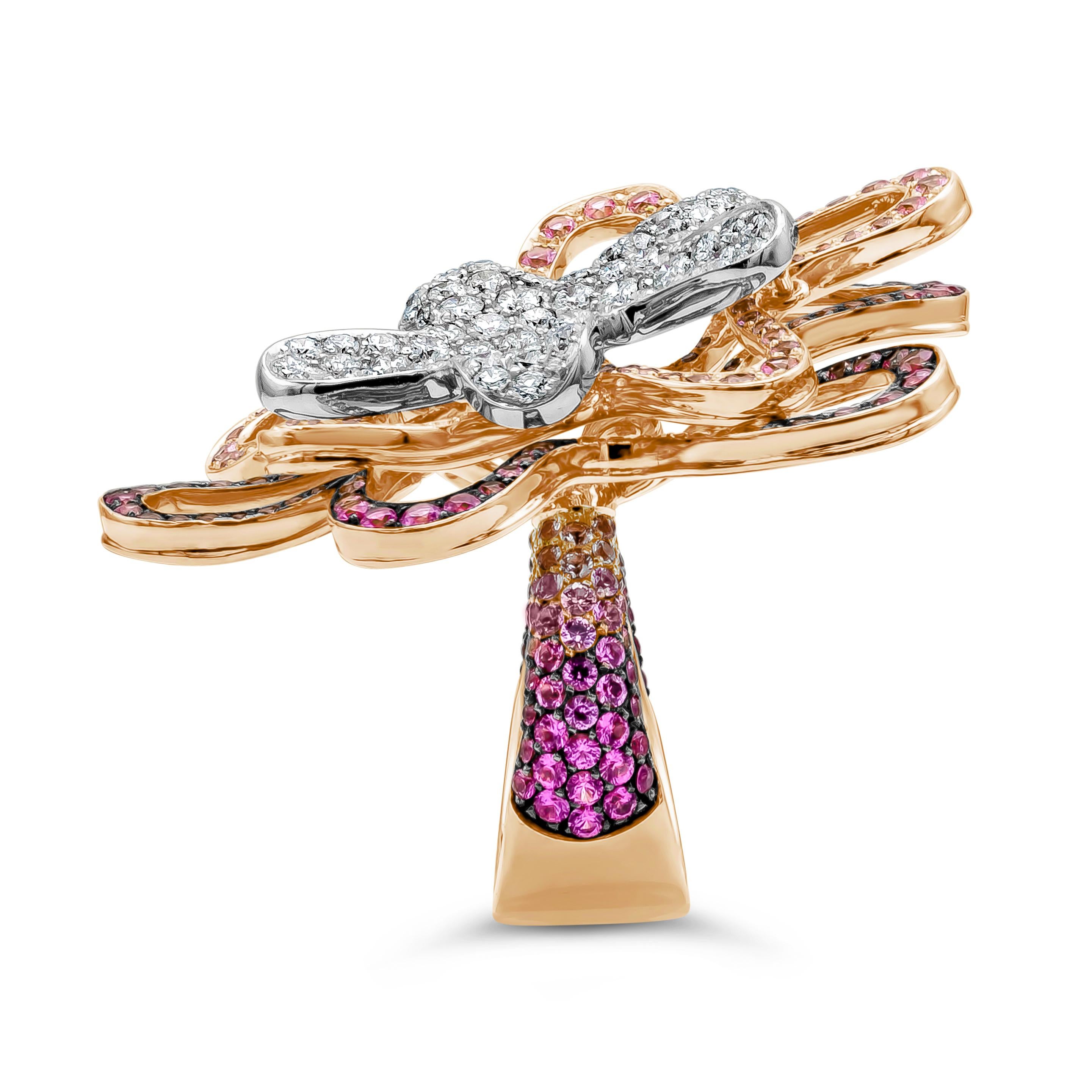 Palmiero Jewellery Design 8.17 Carat Total Pink Sapphire & Diamond Fashion Ring For Sale 9