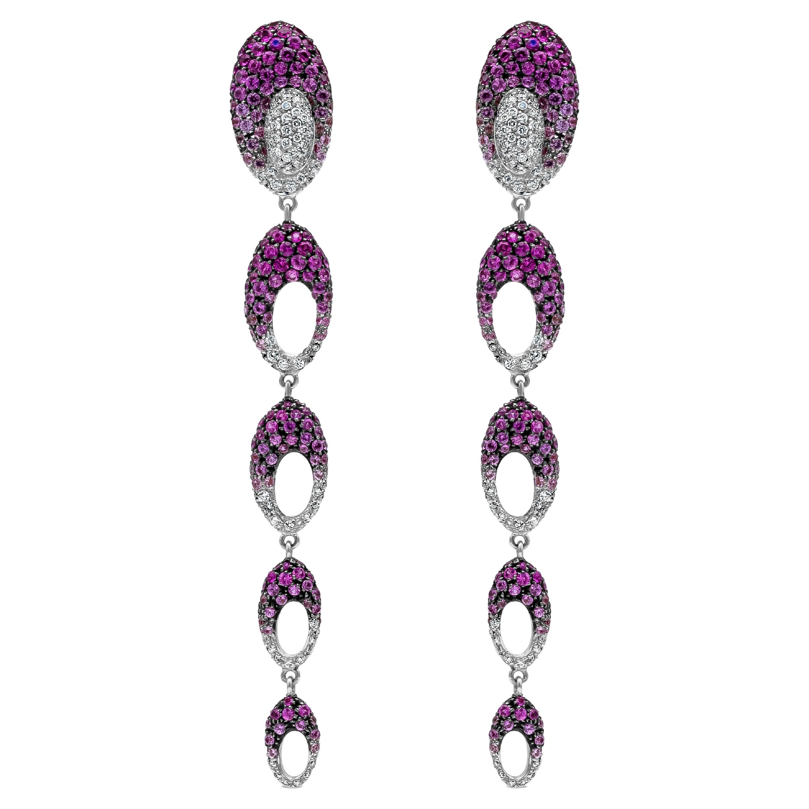 Palmiero Jewellery Design Pink Sapphire and Diamond Drop Earrings For Sale