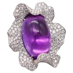 Palmiero Milano Cocktail Ring In 18Kt White Gold 33.09 Ctw Diamonds And Amethyst