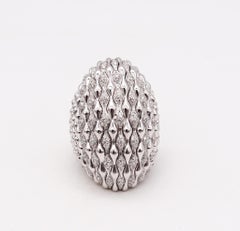 Palmiero Milano, bague cocktail bombée en or blanc 18 carats avec diamants 4,89 carats