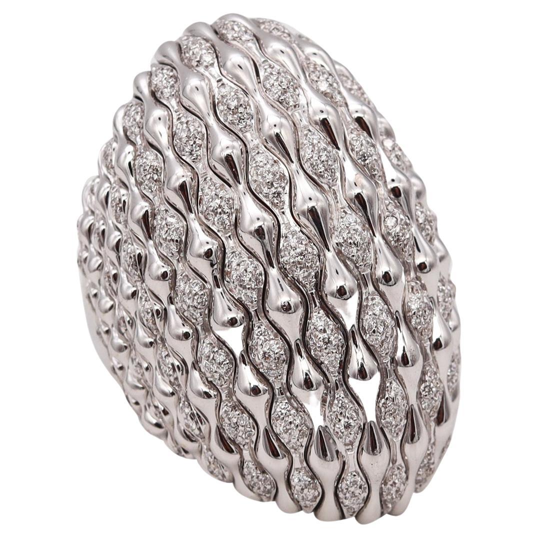 Palmiero Milano Domed Cocktail Ring In 18Kt White Gold With 4.89 Ctw Diamonds For Sale