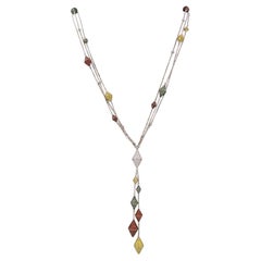 Palmiero Multicolored Sapphire Diamond Sautoir Necklace