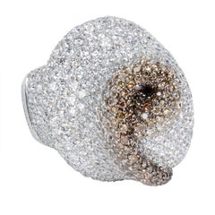 Palmiero Pave White and Brown Diamond Swirl Fashion Ring in 18KT Gold 9.67 Carat
