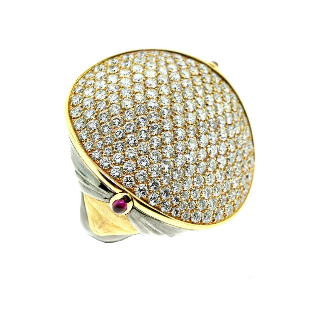 Brilliance Jewels, Miami 
Questions? Call Us Anytime!  786,482,8100

Style: Diamond and Ruby Ring

Metal: White Gold

Metal Purity: 18k 

Stones:      Round Brilliant Cut Diamonds

2 Rubies

Diamond Carat Weight: 4.65 ct

Ruby Carat Weight:  0.15
