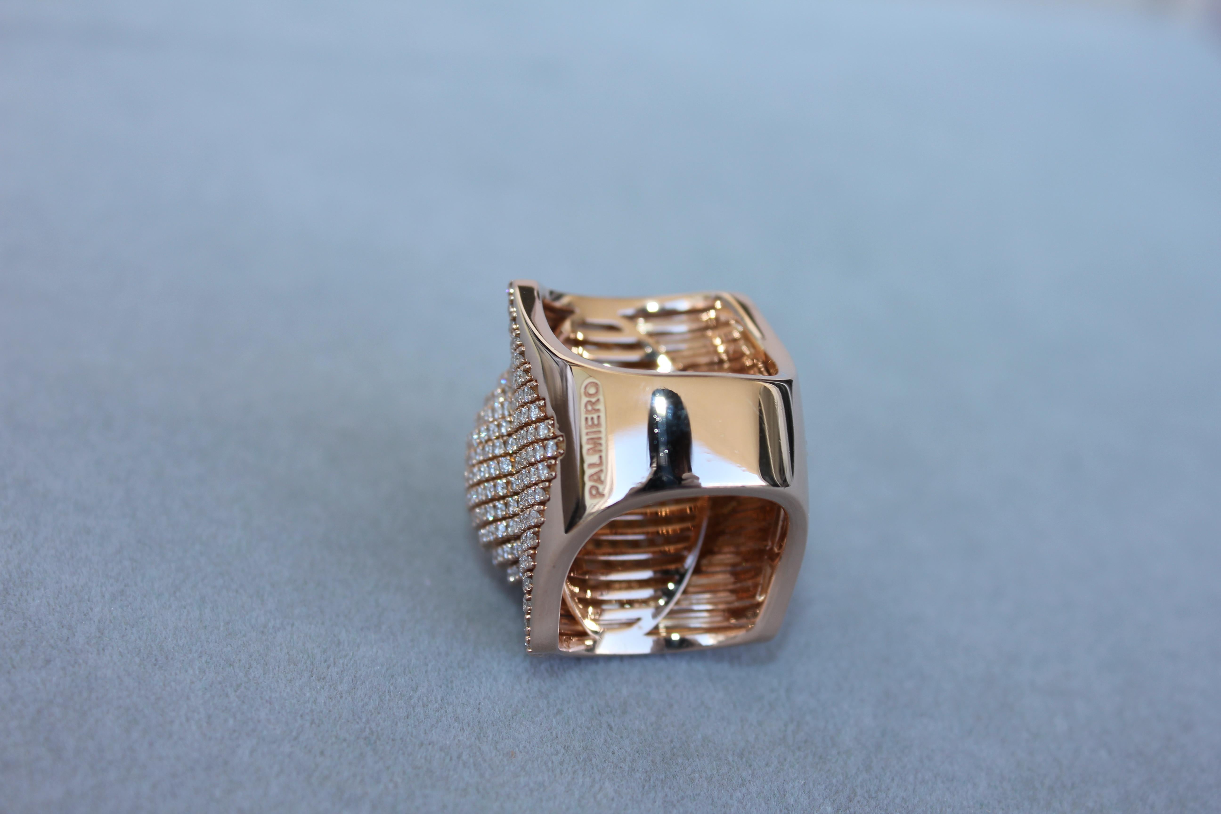 Palmiero Einzigartiger Weißer Diamant Brillant Pave 18 Karat Rose Gold Einzigartiger Dome Ring im Angebot 7