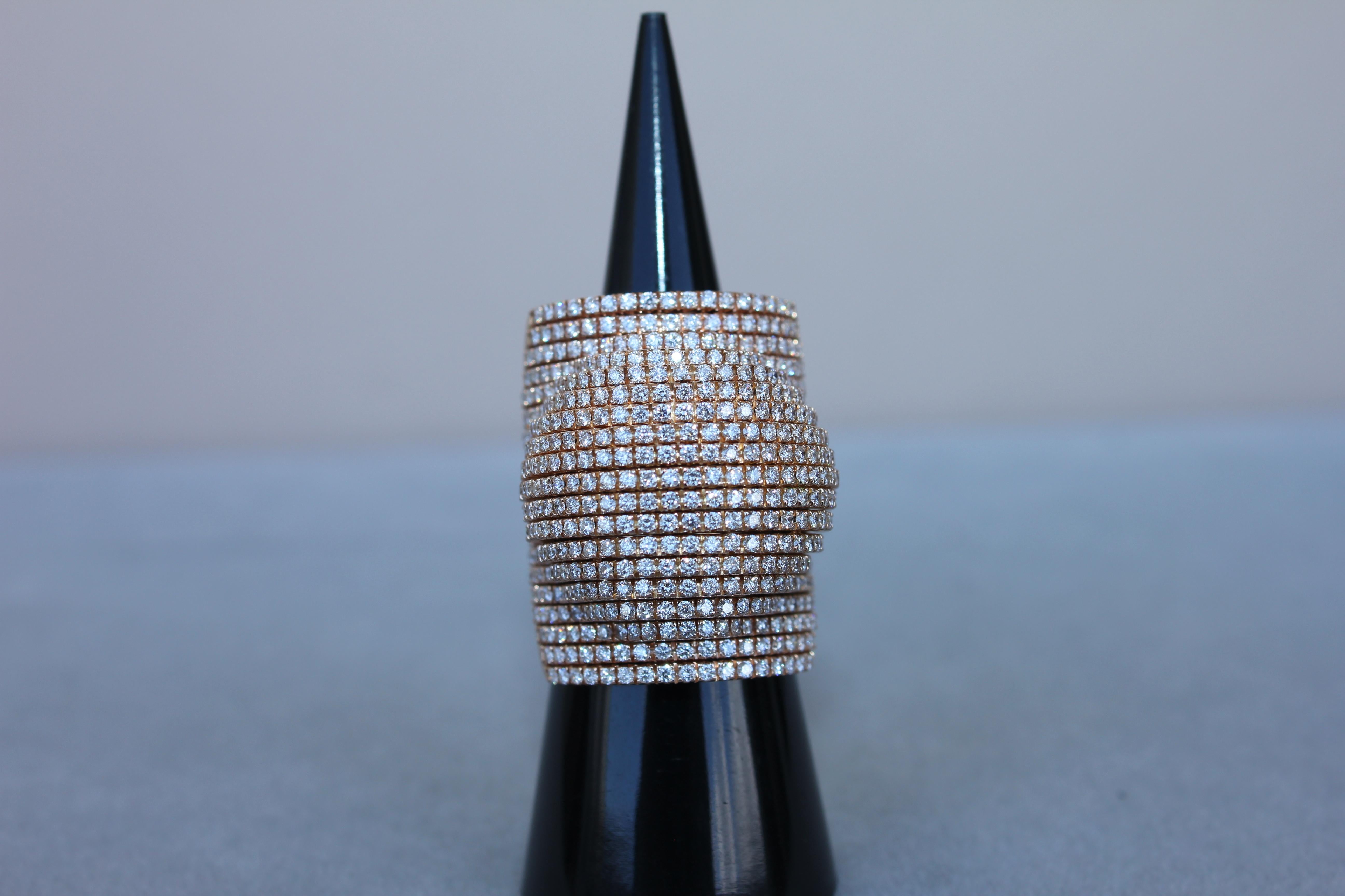 Palmiero Einzigartiger Weißer Diamant Brillant Pave 18 Karat Rose Gold Einzigartiger Dome Ring im Angebot 11