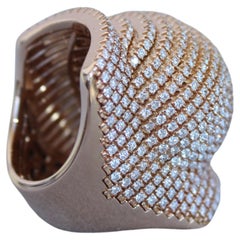 Palmiero Unique diamant blanc brillant pavé or rose 18 carats bague dôme unique