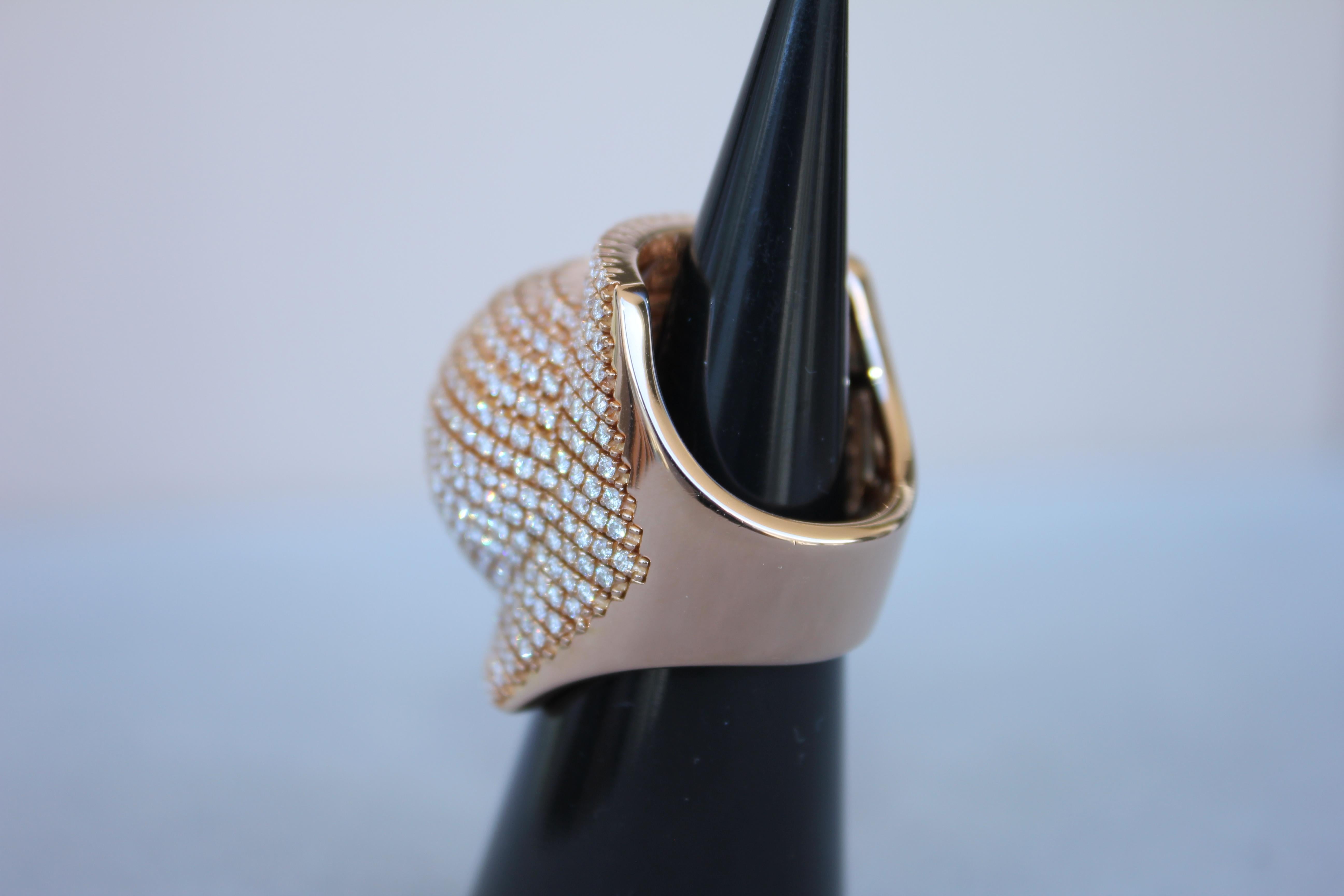Palmiero Einzigartiger Weißer Diamant Brillant Pave 18 Karat Rose Gold Einzigartiger Dome Ring im Angebot 14