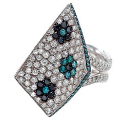Palmiero White and Blue Diamond Gold Ring