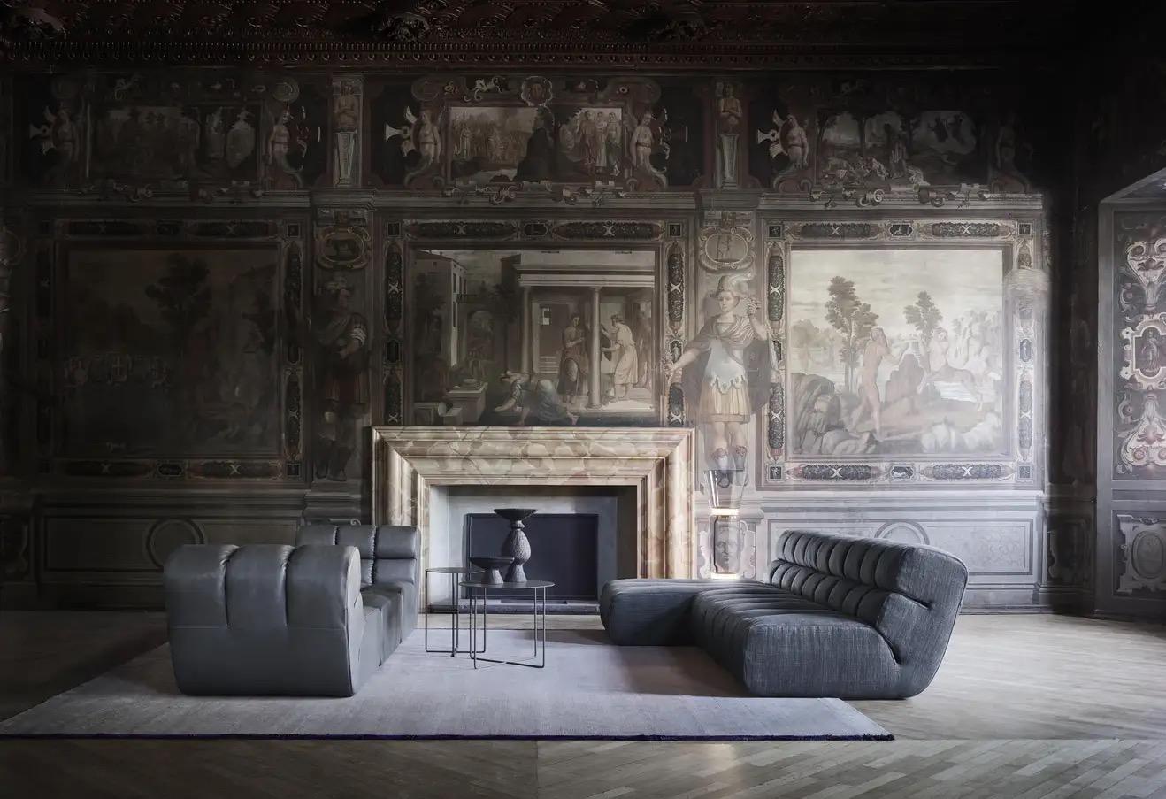 Modulares Sofa „Palmo“ aus Leder, Stein gewaschen 263 (21. Jahrhundert und zeitgenössisch) im Angebot