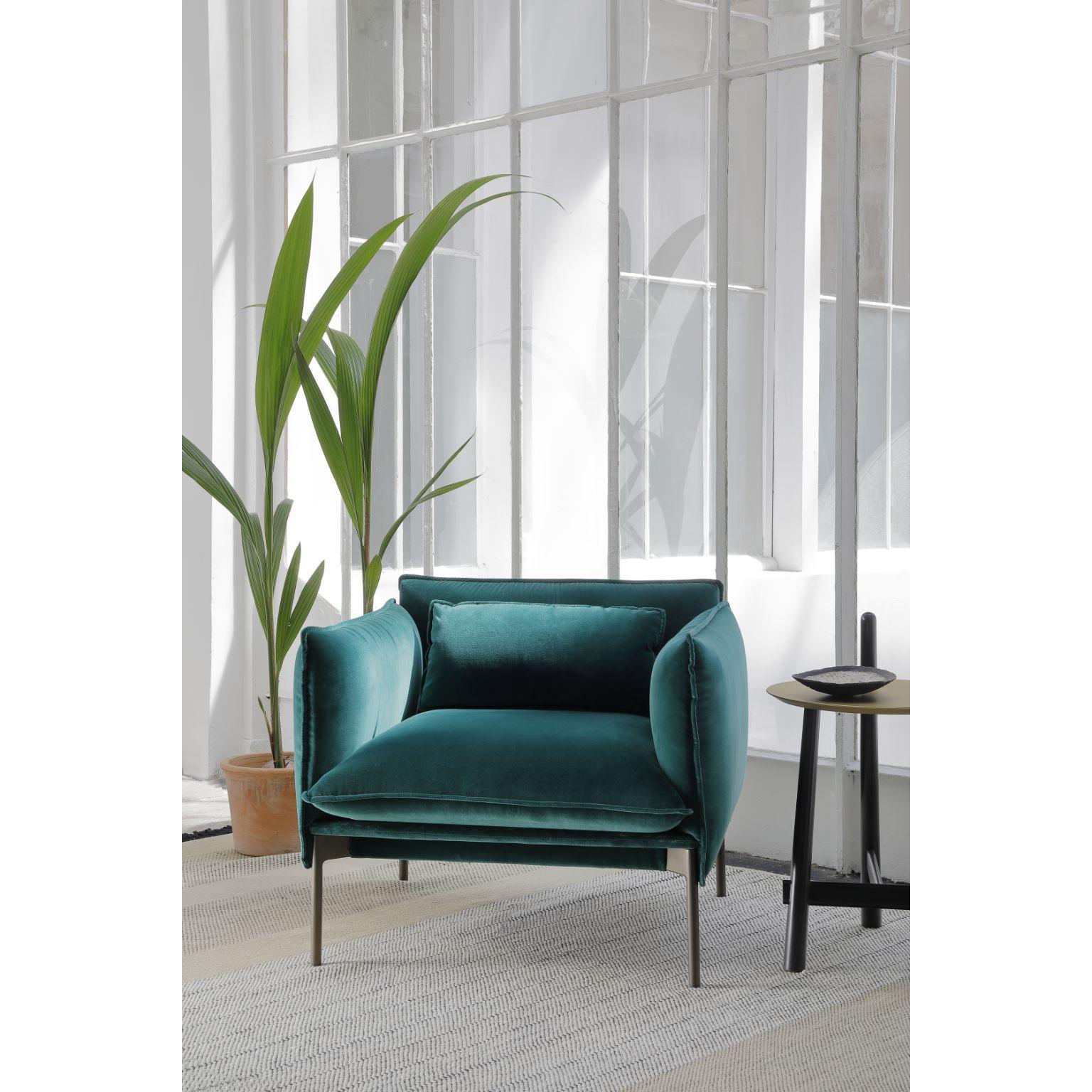 Palmspring armchair by Anderssen & Voll
2020
Materials: Bronze lacquered metal structure, seat and back in polyurethane foam, upholstered
in fabric
Dimensions: 89 x 83 x 69 cm
 seat: 40 cm

3-seater sofa in polyurethane foam of different