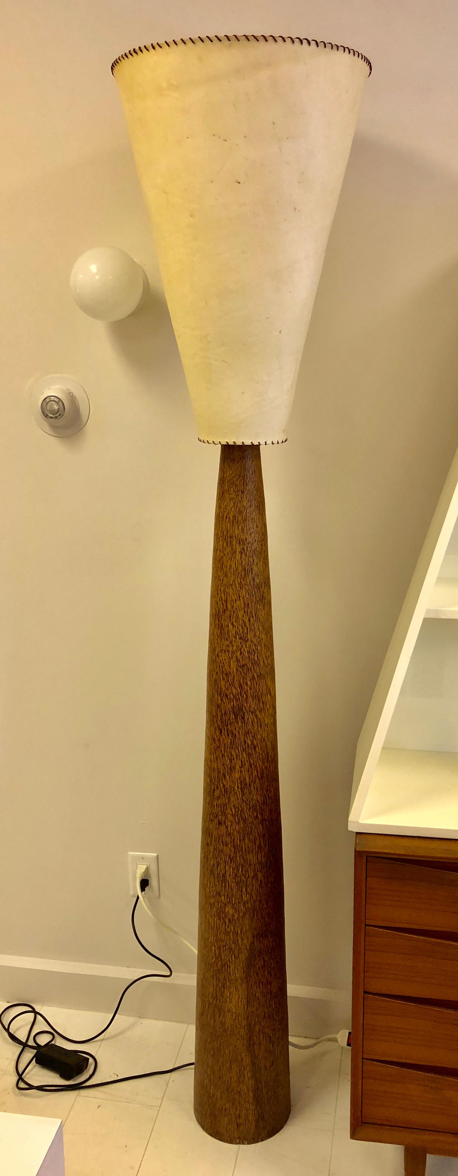 Hand-Carved Palmwood Floor Lamp