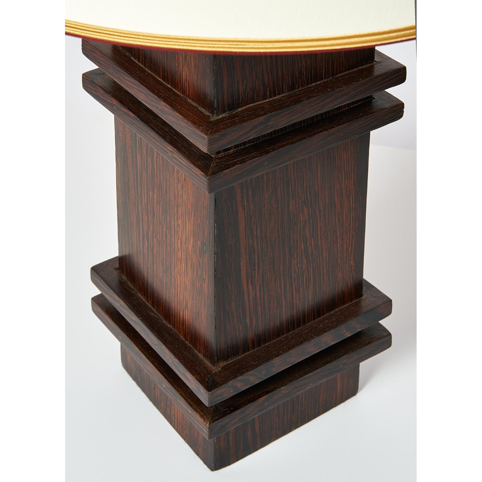 Mid-Century Modern Palmwood Table Lamp att. to Jacques Adnet, 1950s