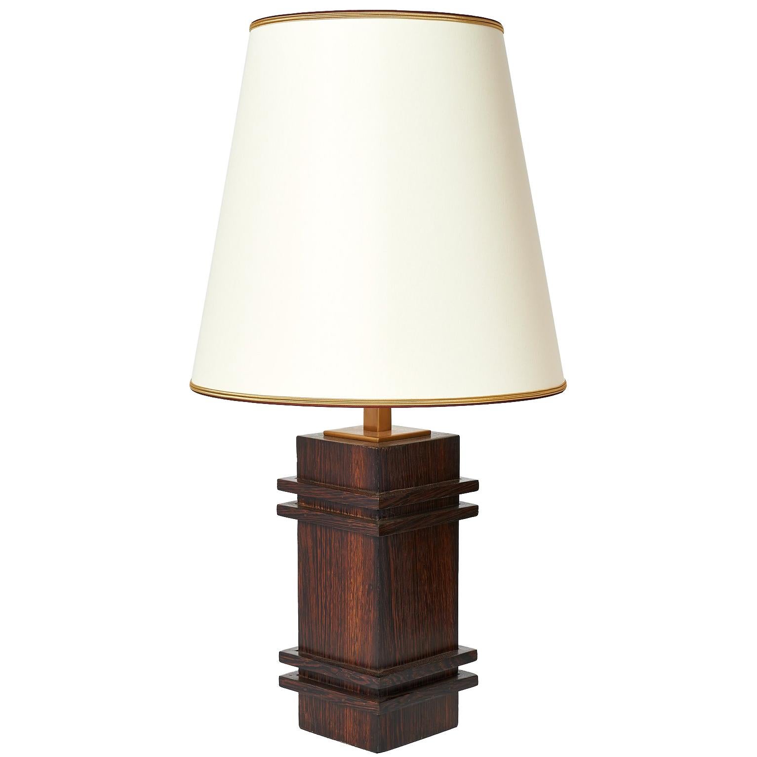 Palmwood Table Lamp att. to Jacques Adnet, 1950s