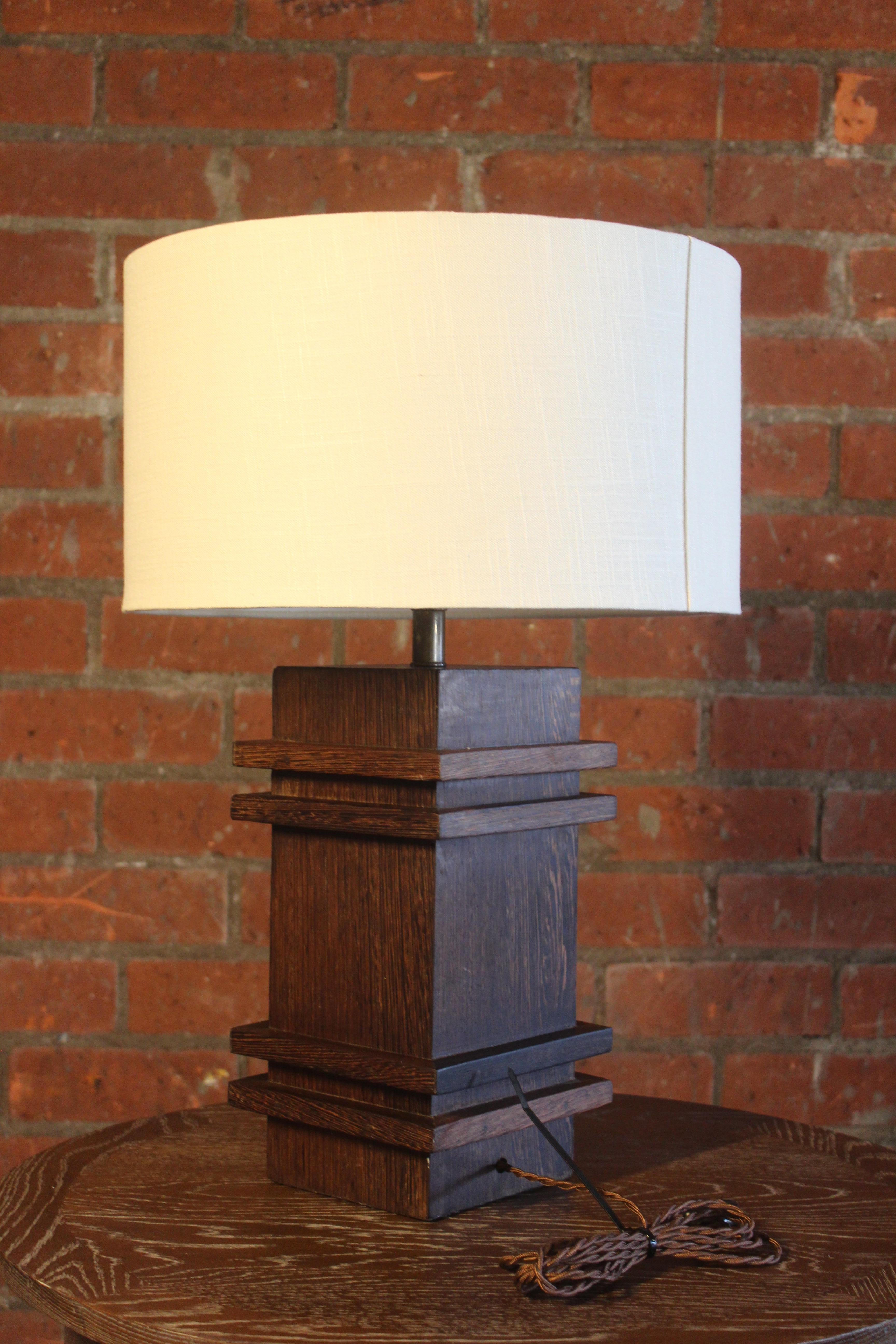 Palmwood Table Lamp by Jacques Adnet, France, 1940s 3
