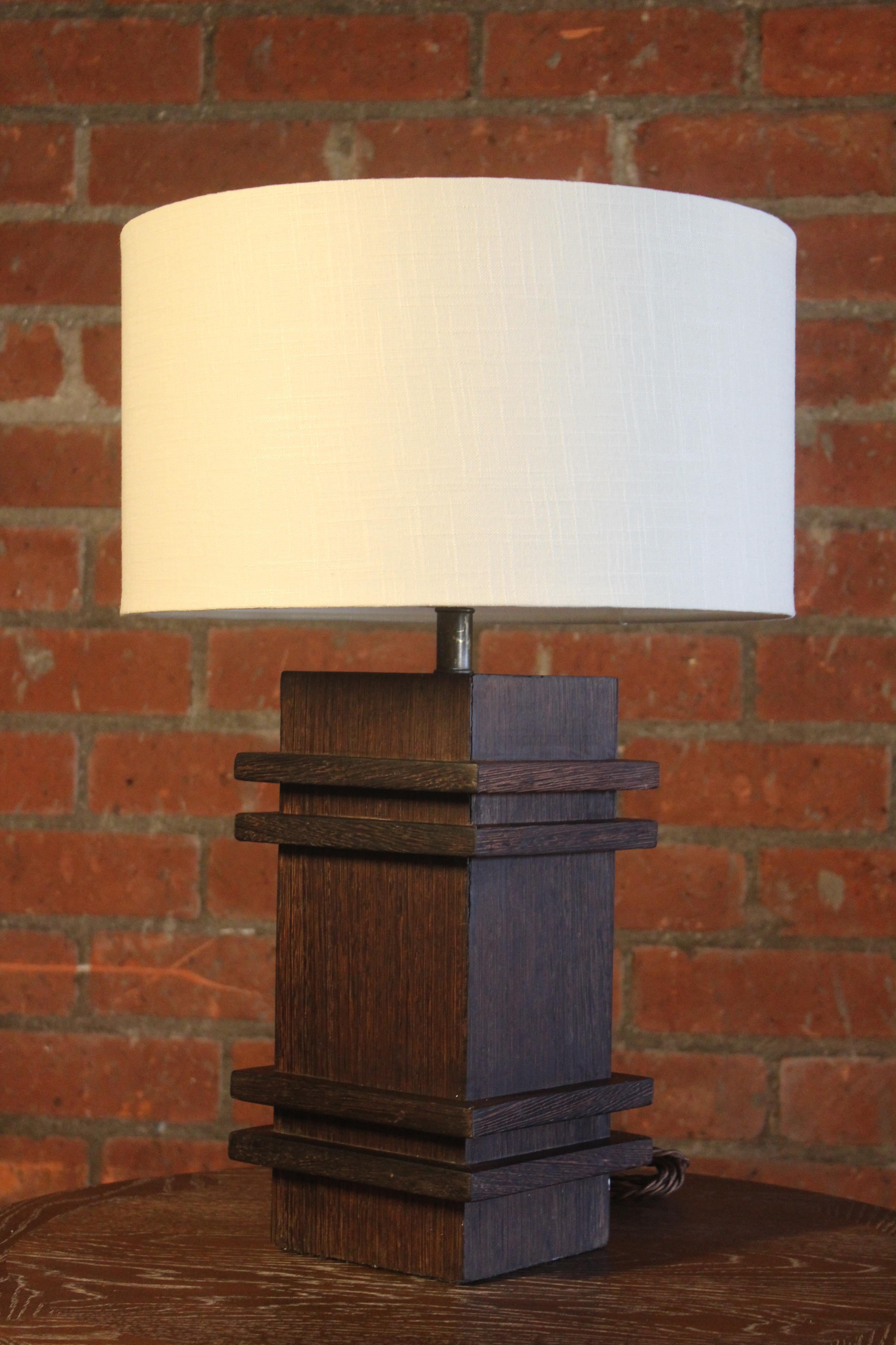 Mid-20th Century Palmwood Table Lamp by Jacques Adnet, France, 1940s