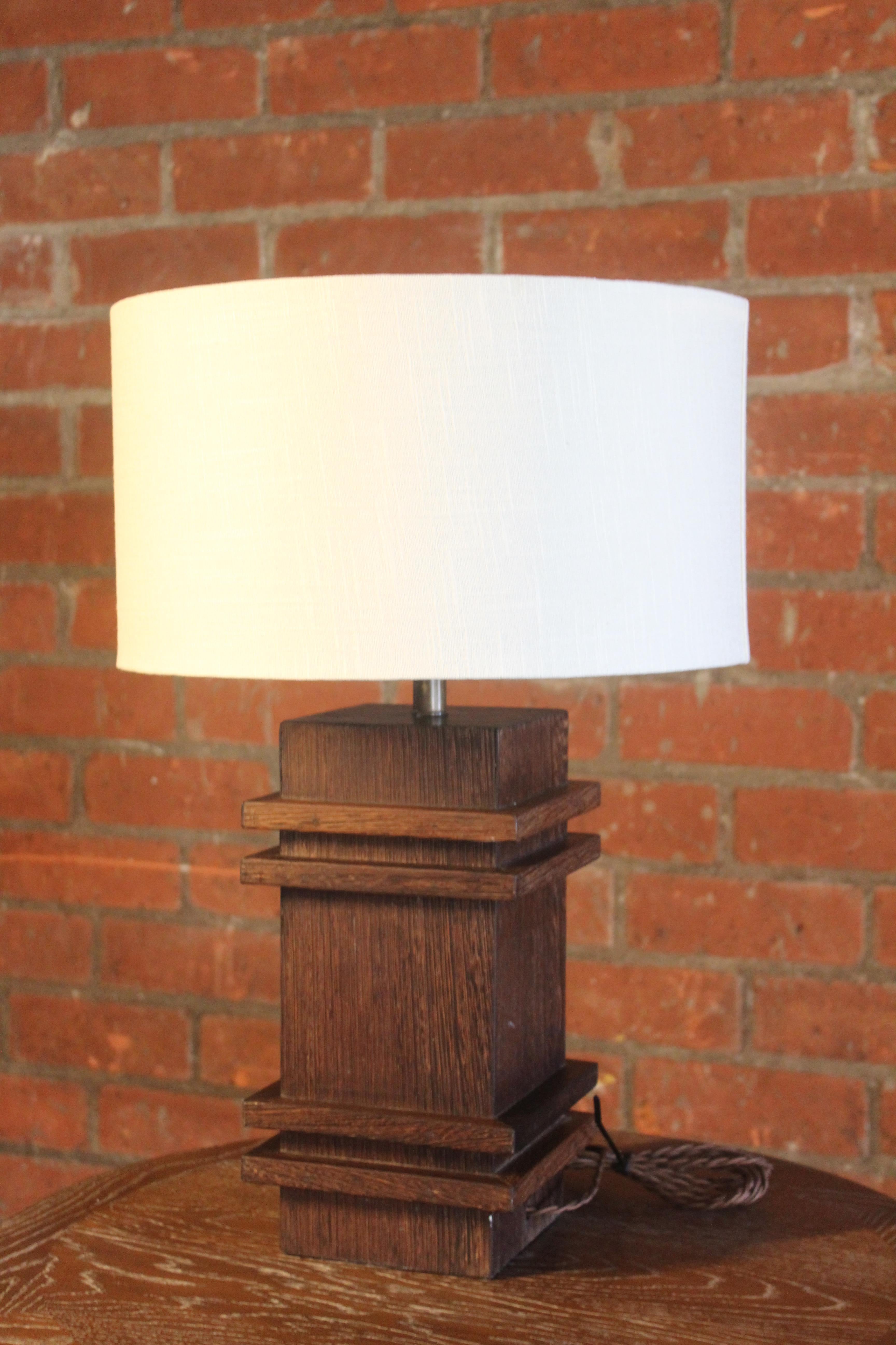 Linen Palmwood Table Lamp by Jacques Adnet, France, 1940s