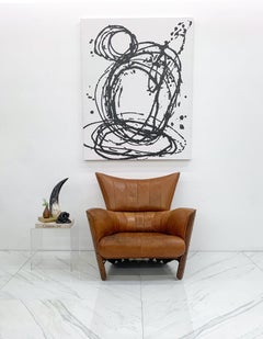 Cognacfarbener Loungesessel aus Palmholz mit Leder umwickelt, Pacific Green Furniture, 1990er Jahre