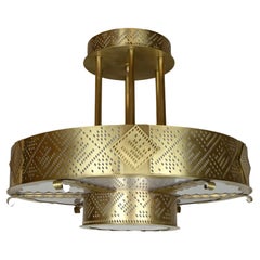 Palmyra Two-Tier Ceiling Light in Brass by David Duncan