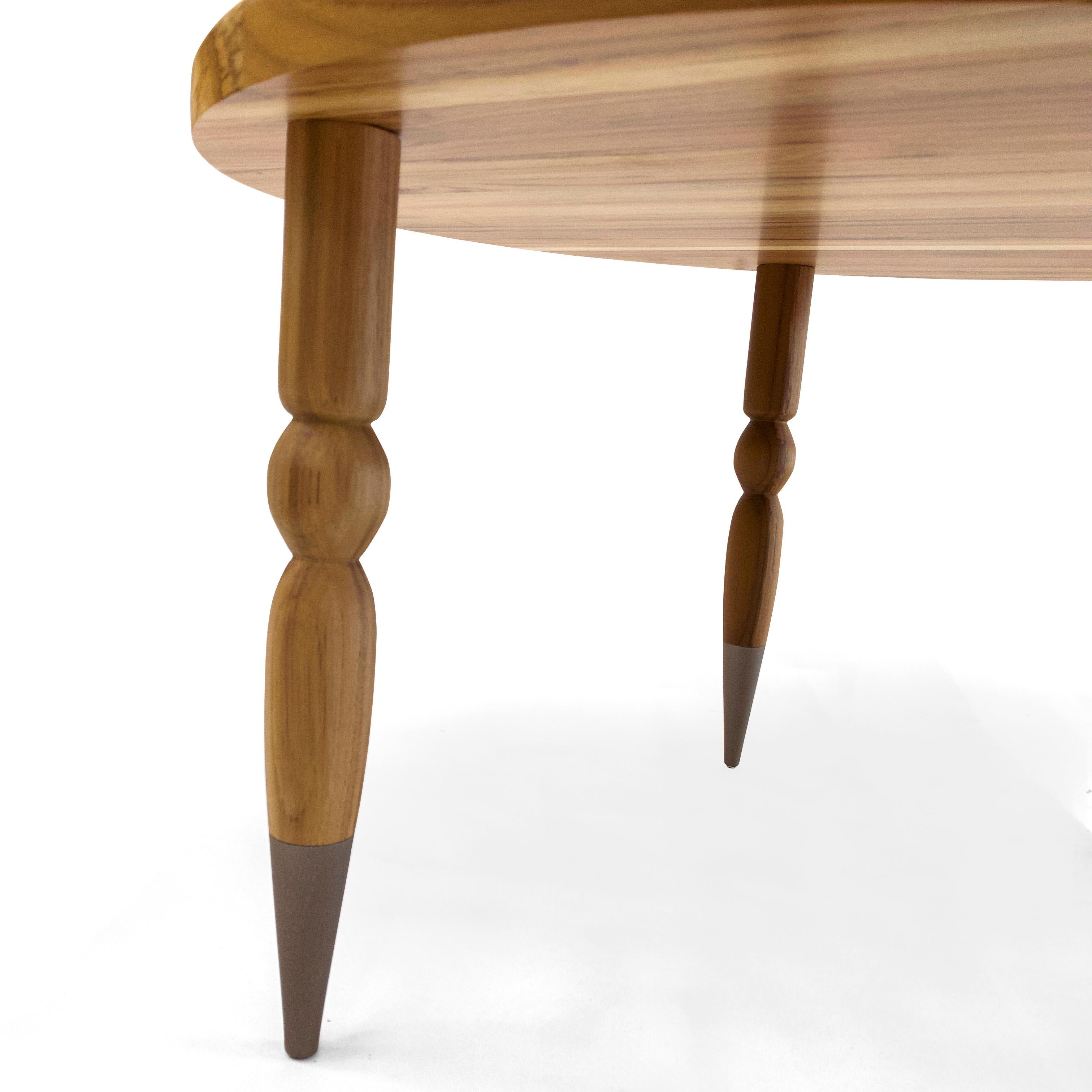 Palo Side Table in Teak Wood with Chocolate Turned Spindle Legs, Set of 3 For Sale 4