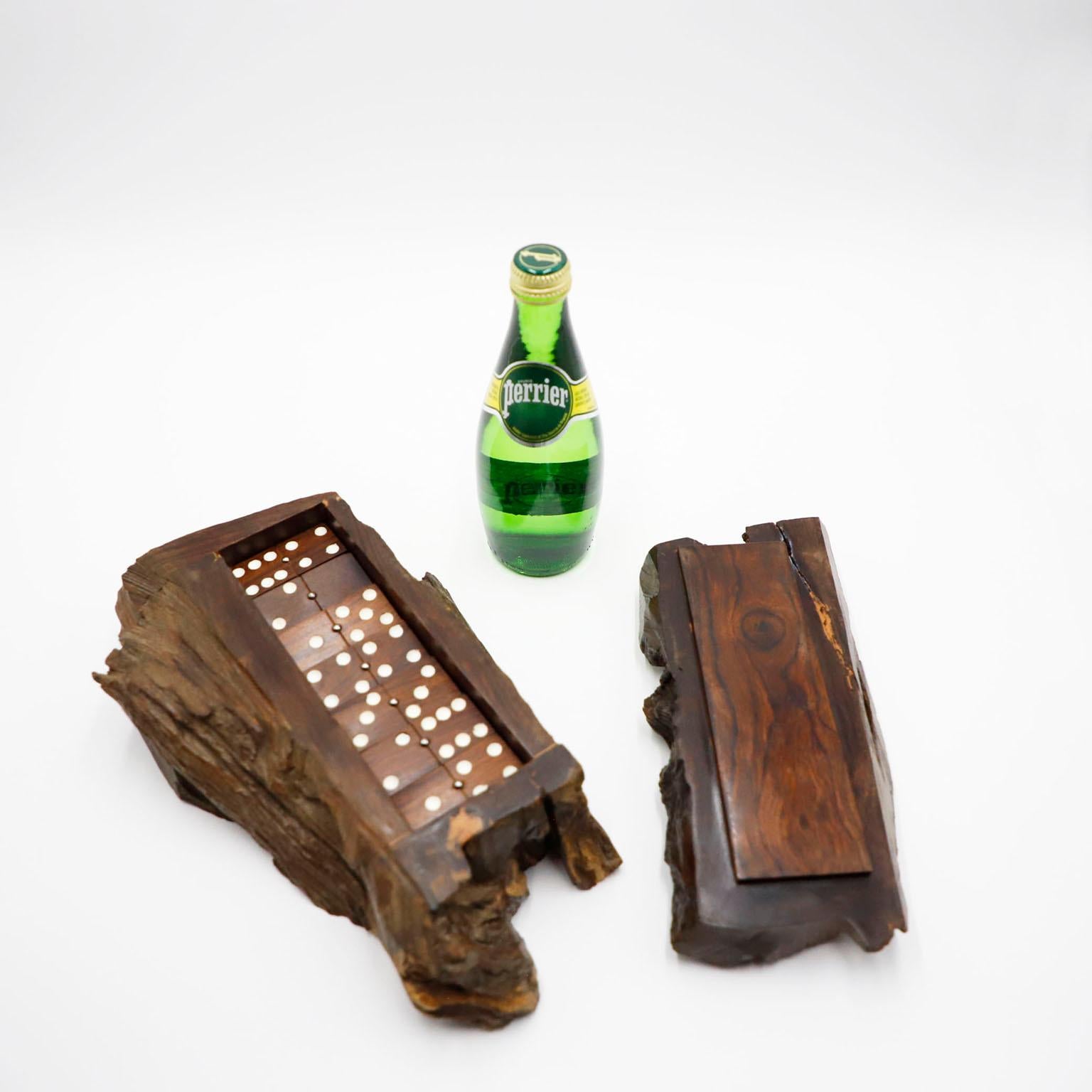 Mexican Palofierro wood Don Shoemaker Dominoes Set For Sale