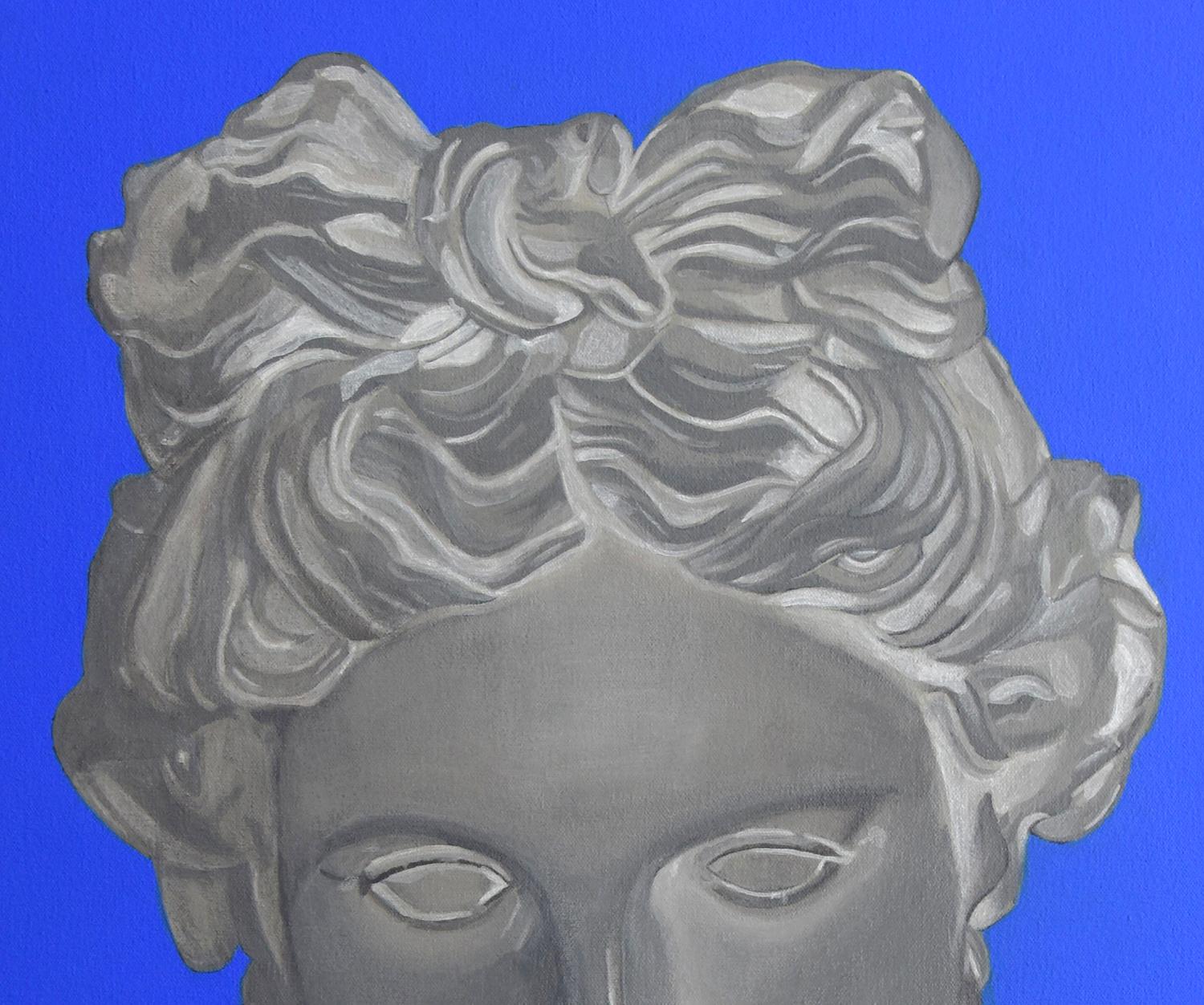 Wassermelone Apollo. Aus der Reihe Tropicalia. Gemälde (Blau), Figurative Painting, von Paloma Castello