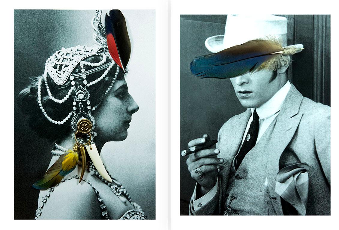 Paloma Castello Portrait Photograph – Mata Hari – Rudolph Valentino. Serie Castelloland. Digitale Collage-Porträts