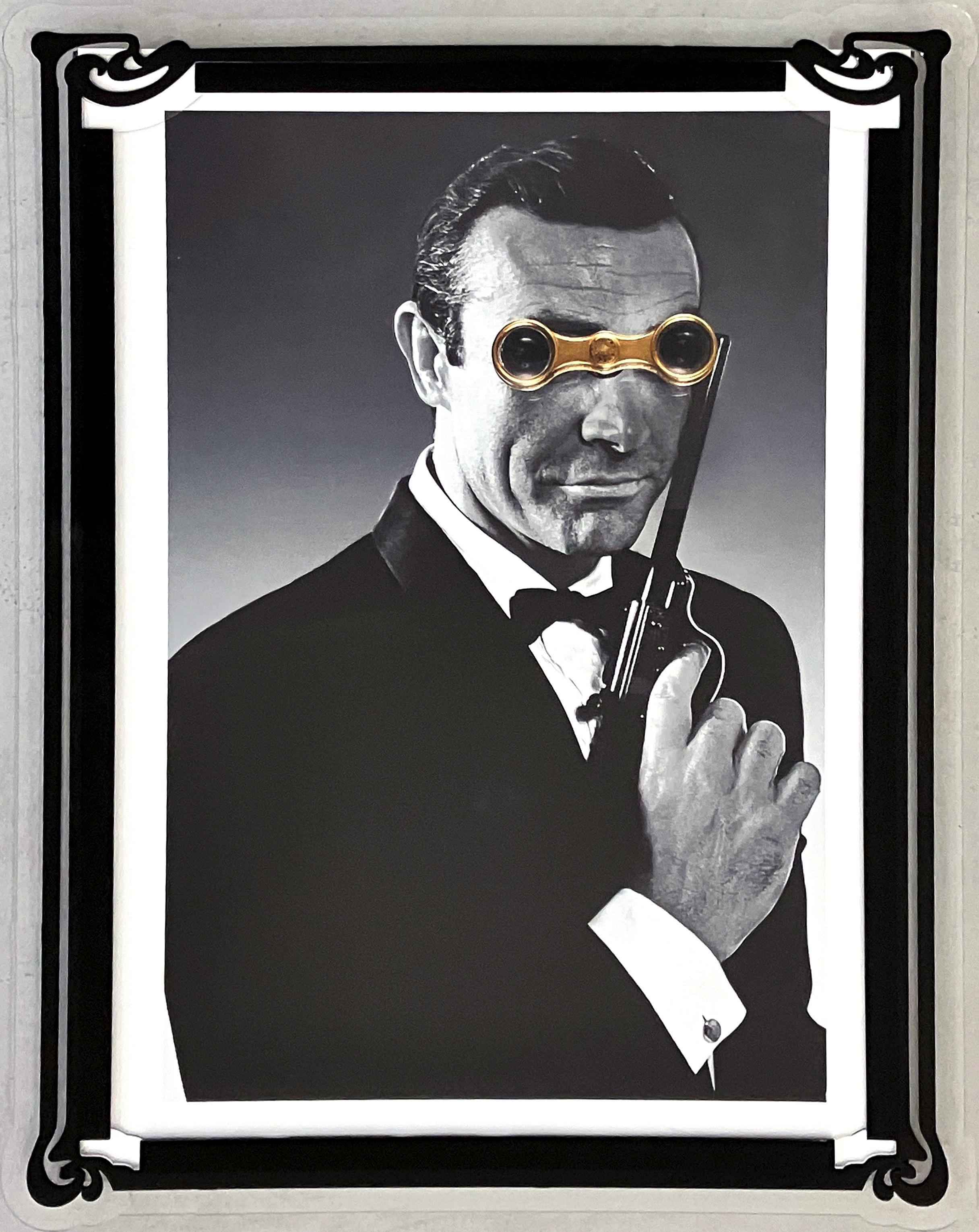 Paloma Castello Black and White Photograph - James Bond, Castelloland in One of a Kind Hand Carved Frame, B&W Photograph