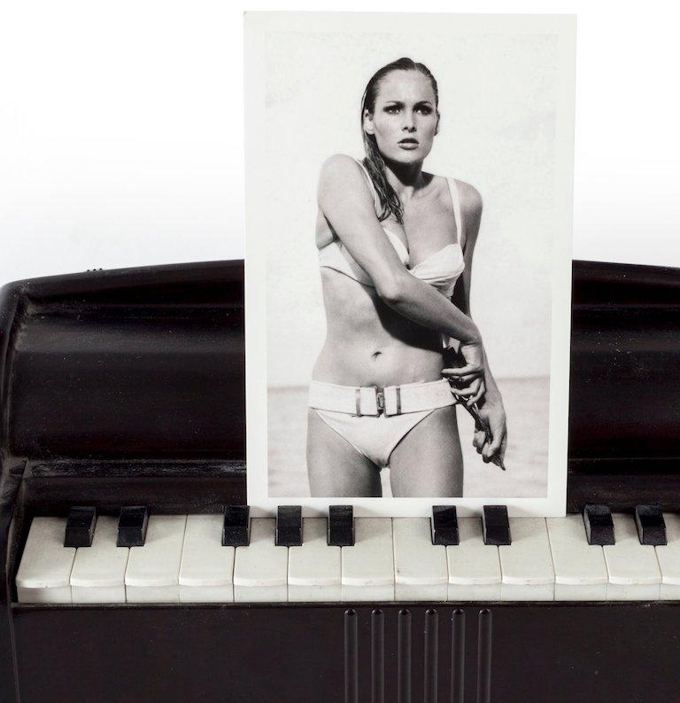 Piano Ursula. Digital Collage. Limited Edition Color Photograph - Gray Portrait Photograph by Paloma Castello