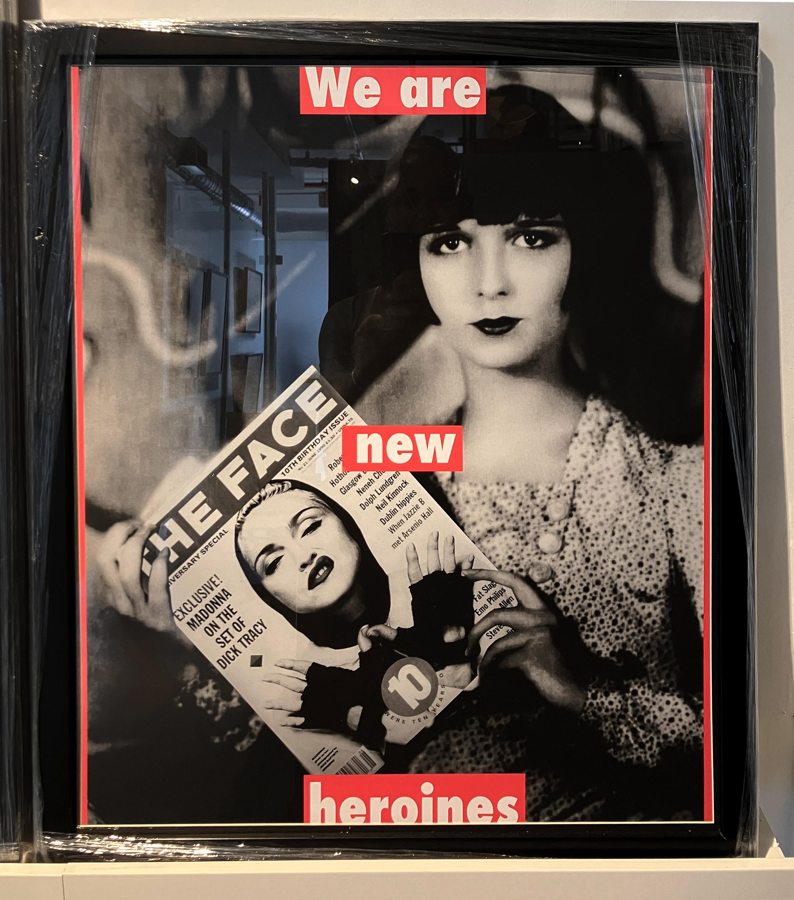 Wir sind neue Heldinnen, Hommage an Louise Brooks und Barbara Kruger, 2013
Archivierungs-Pigmentdruck 
24 in. H x 20 in. W. 
Auflage von 5
Schwarzer Holzrahmen

Das Projekt Dis-enchanted,
Was wäre, wenn sich die Realität vor unseren Augen auflösen